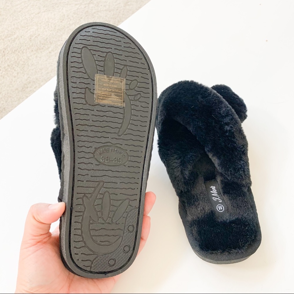 J. Mark Black Fluffy Slippers Mellow-04 - Picture 6 of 8